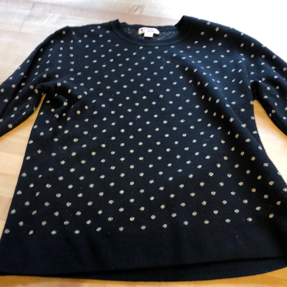 Black holiday sweater. Black with gold print.